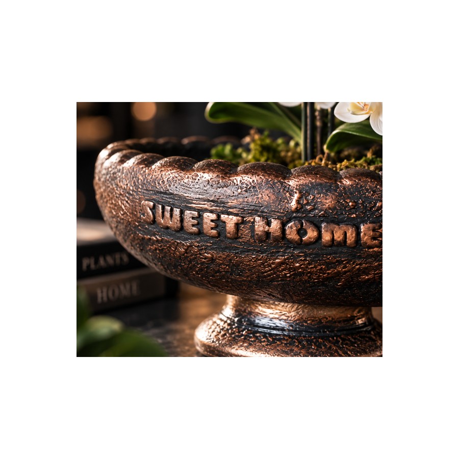 Sweet Home Taş Orkide Saksısı 27x20 cm Dekoratif Ayaklı Çiçek ve Normal Çiçek Saksısı 11 cm