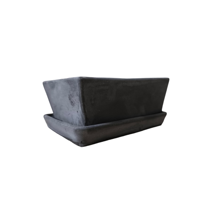 Beton Bonsai Saksısı su delikli ve tabaklı 10-15 cm