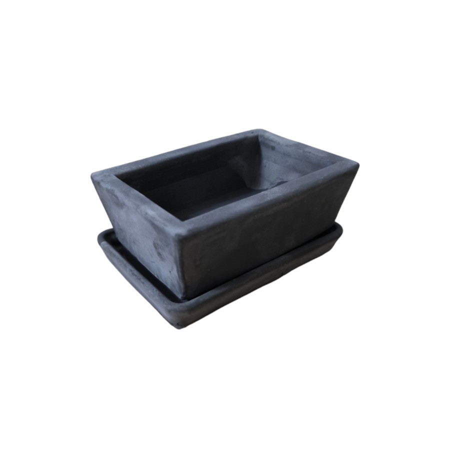 Beton Bonsai Saksısı su delikli ve tabaklı 10-15 cm